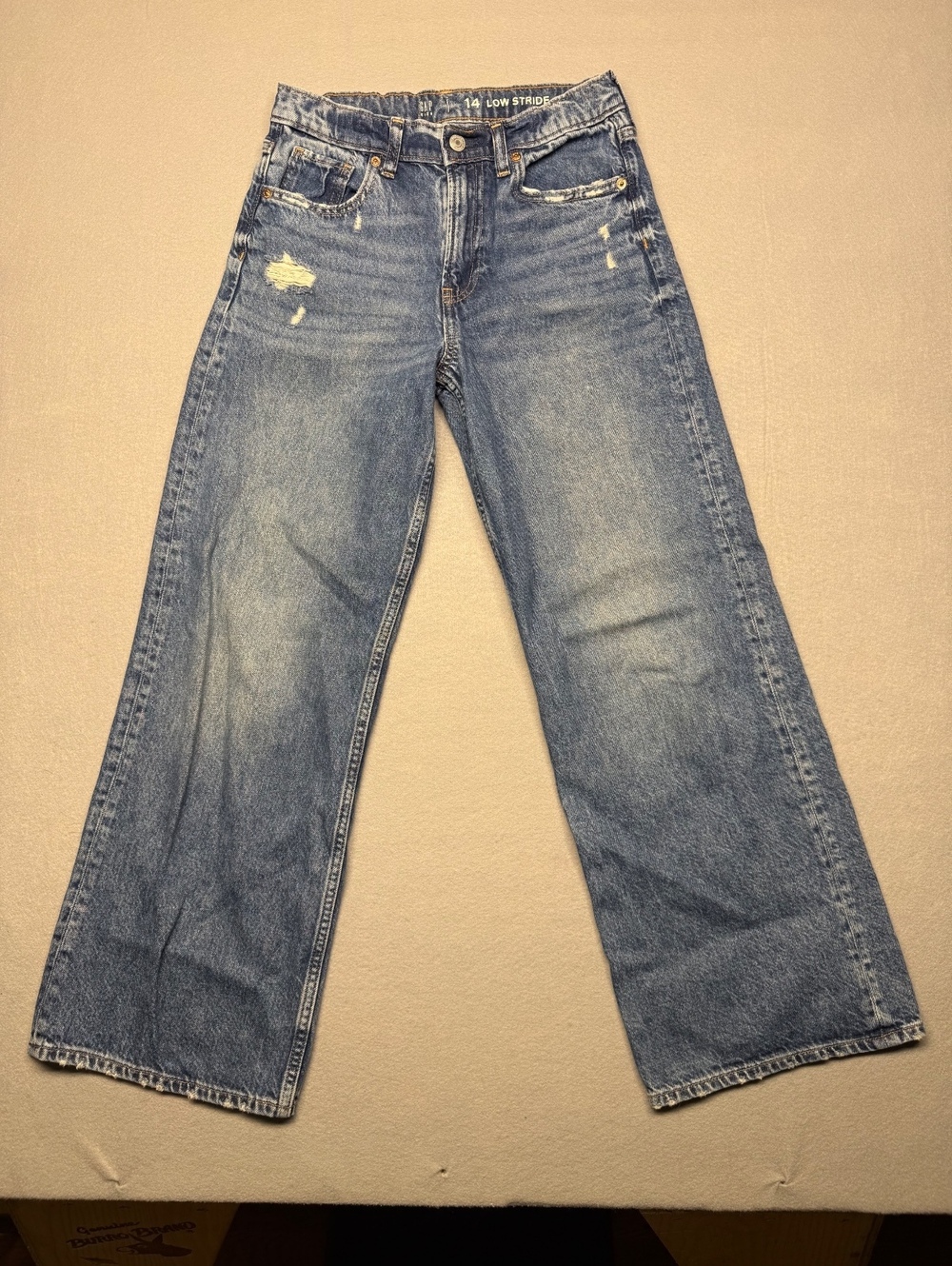 Gap Kids Low Stride Jeans Girls Size 14 Blue Distressed